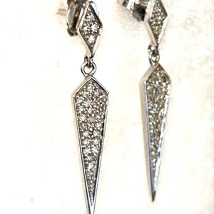 Meira T Diamond White Gold Dagger Stamped Earrings